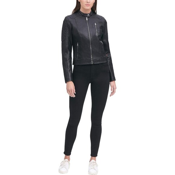 Versatile Women's Faux Leather Racer Jacket with Custom Fit - Machine Washable - Picture 5 of 6